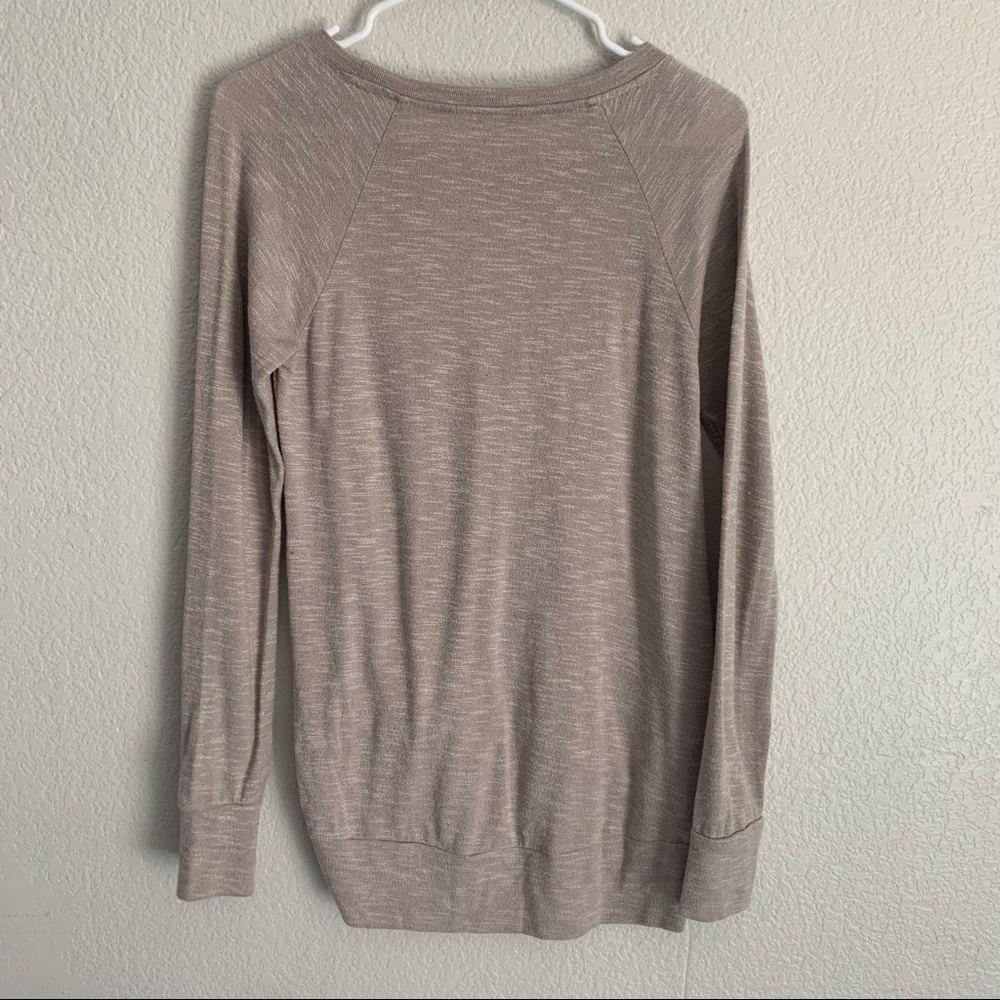 Juicy Couture tan beige long sleeve top folded tie twist front M - Picture 3 of 7